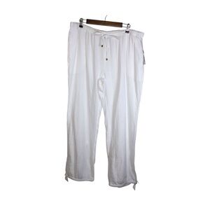 NWT Lauren Ralph Lauren Bay Stripe Double Gauze Swim Cover Ankle Tie Pants XL.